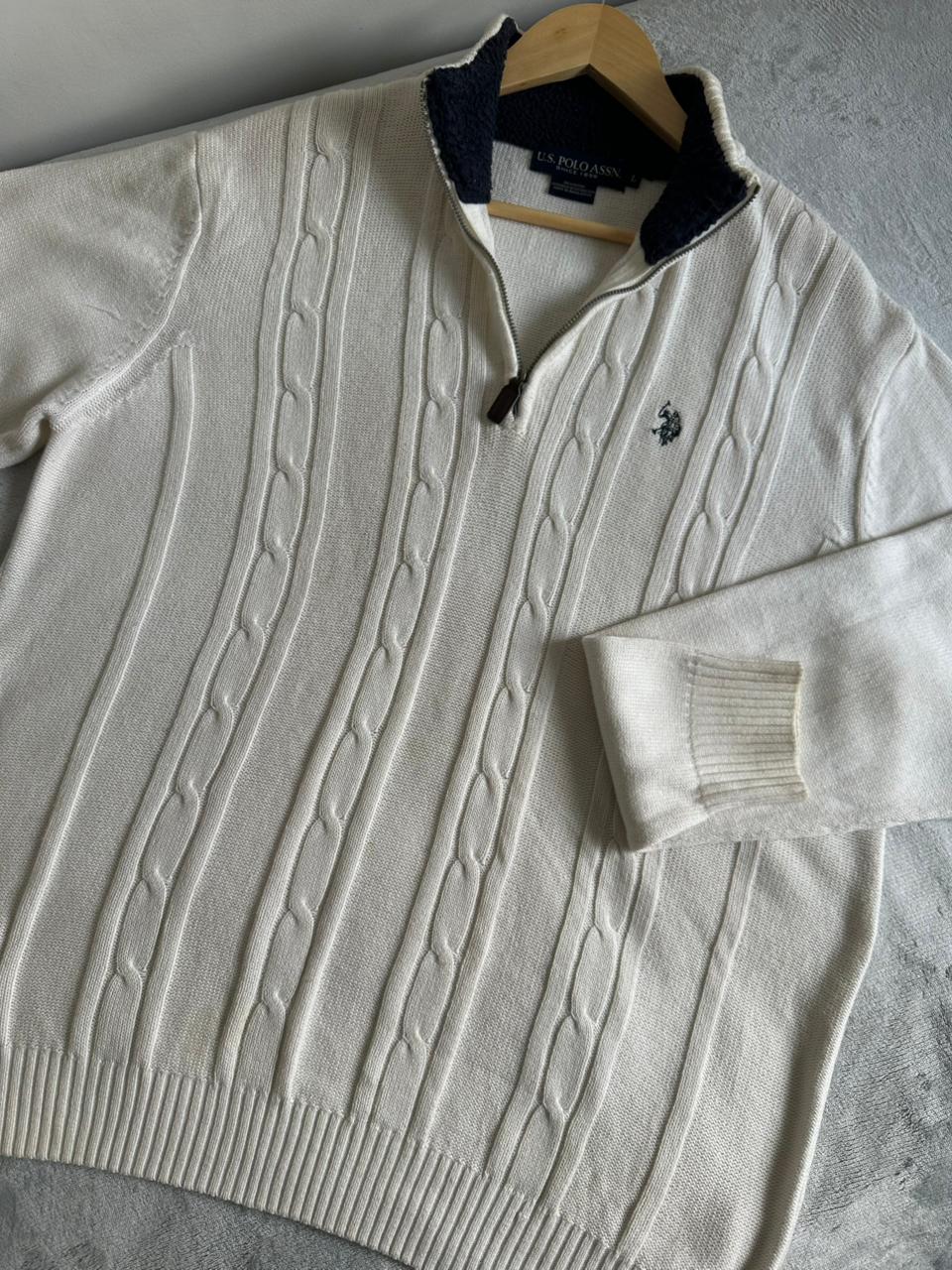 Pull demi zippé torsadé US POLO ASSN Taille L Spot-Chic