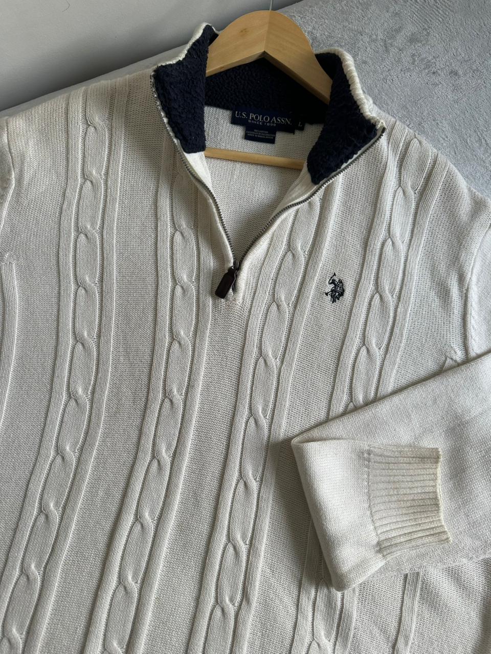 Pull demi zippé torsadé US POLO ASSN Taille L Spot-Chic