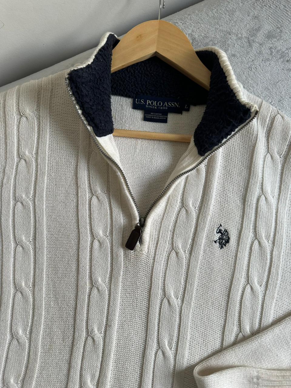 Pull demi zippé torsadé US POLO ASSN Taille L Spot-Chic