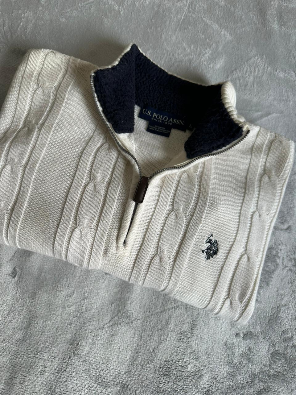 Pull demi zippé torsadé US POLO ASSN Taille L Spot-Chic