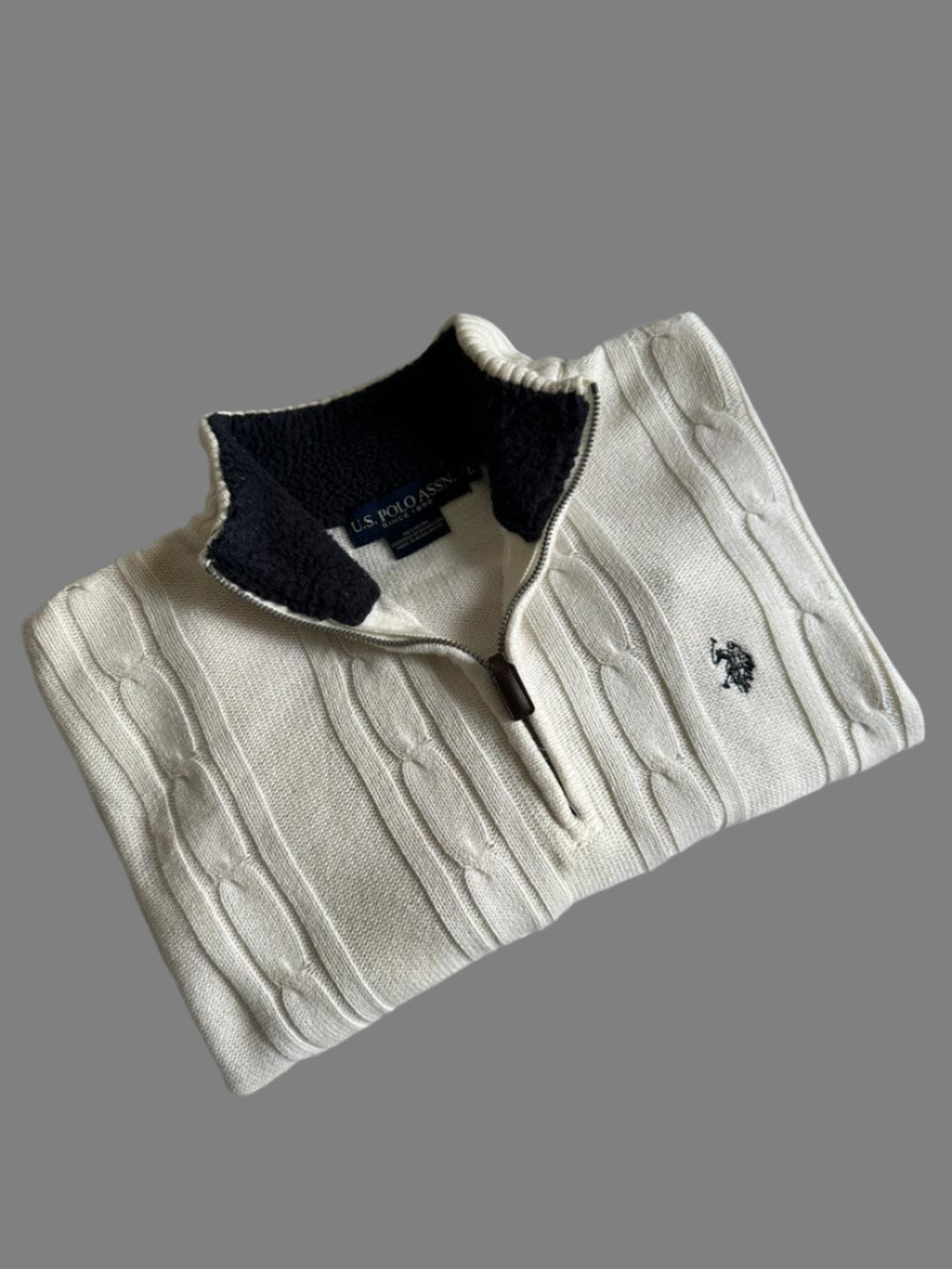 Pull demi zippé torsadé US POLO ASSN Taille L Spot-Chic