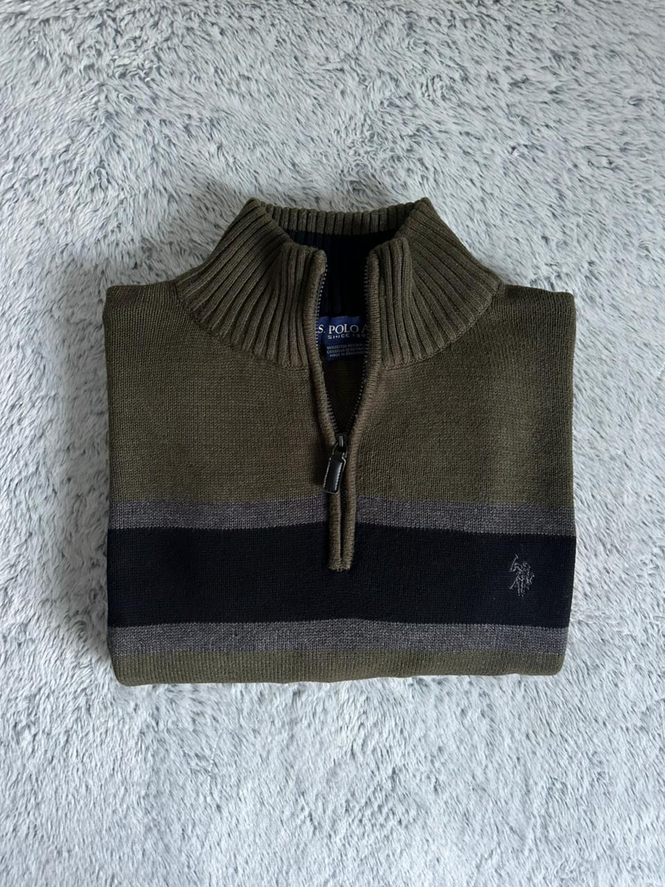 Pull demi zippé US POLO ASSN Taille L Spot-Chic