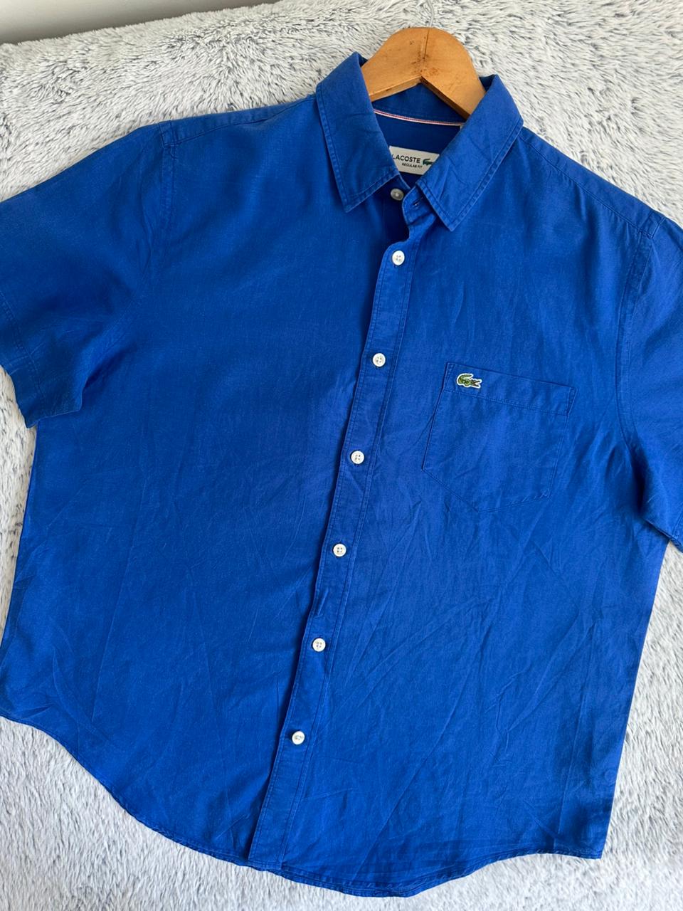Chemise LCOSTE demis manches en lin Taille L Spot-Chic