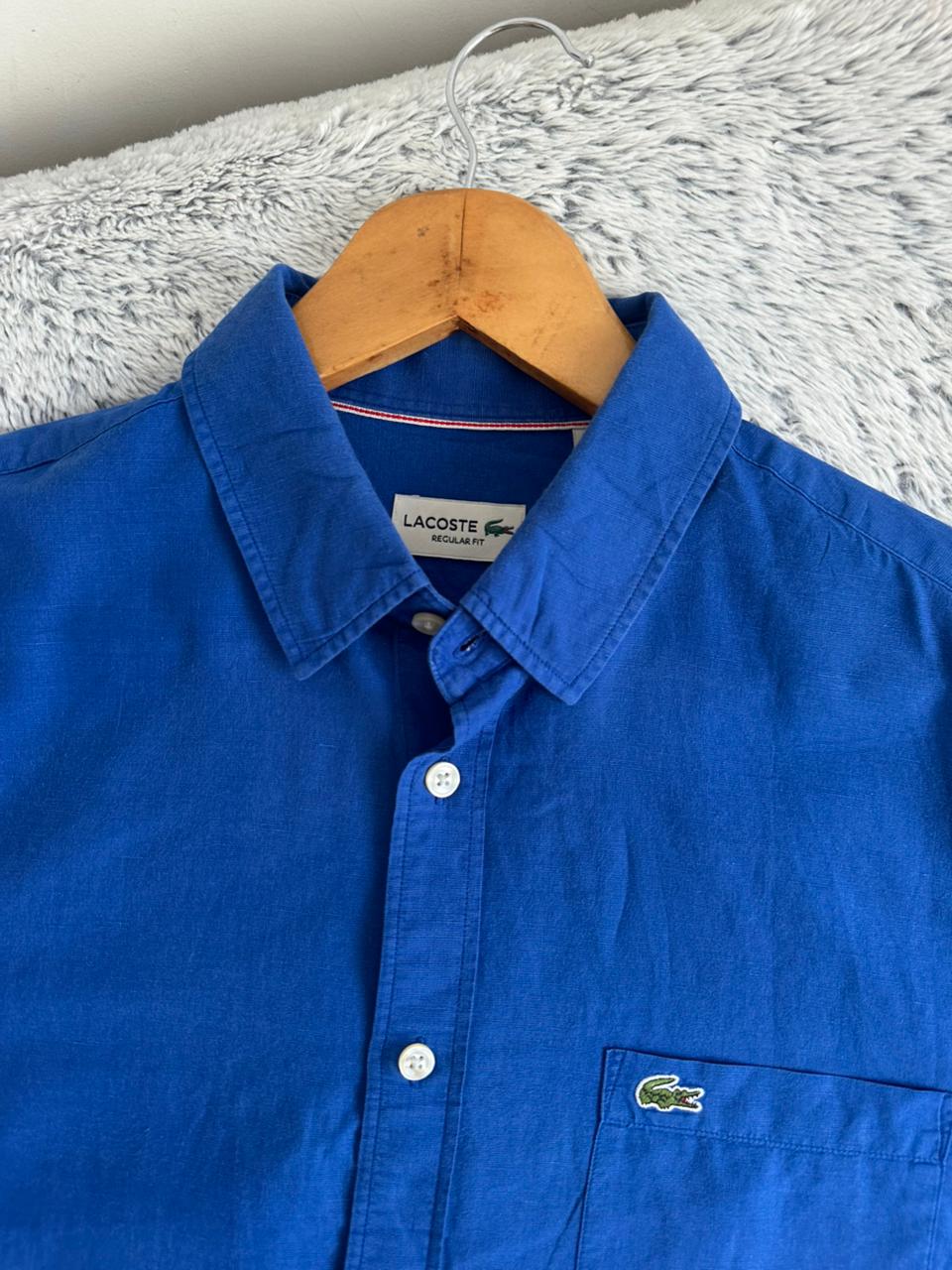 Chemise LCOSTE demis manches en lin Taille L Spot-Chic